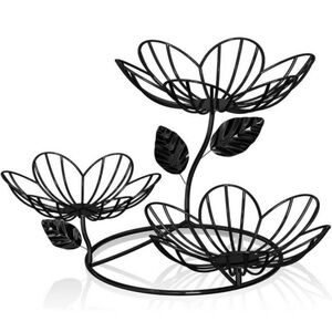 NIB  3-Tier Fruit Basket Stand. Black Metal
